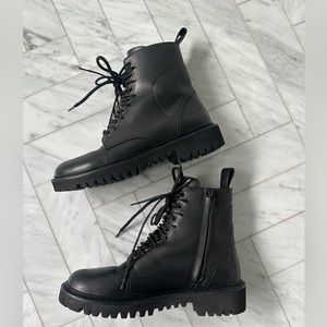 Valentino VLogo Lace-Up Combat Boots black